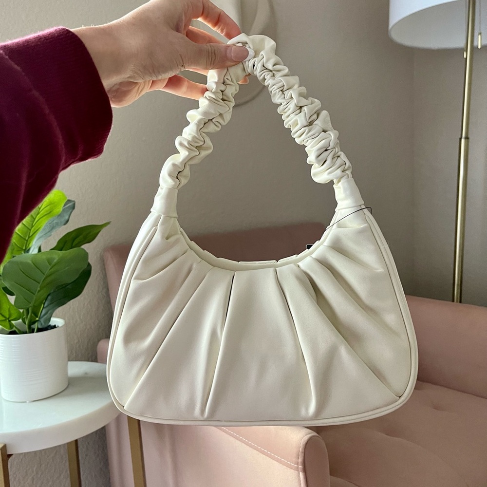 Forever 21 Ruched Baguette Shoulder Bag Cream